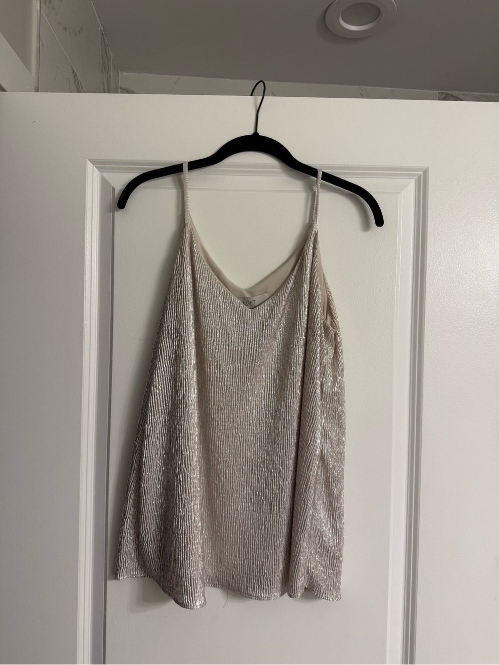 LOFT Champagne Shimmery V-Neck Camisole